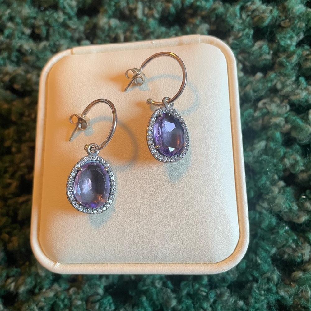 Elegant Purple Amethyst Drop Earrings